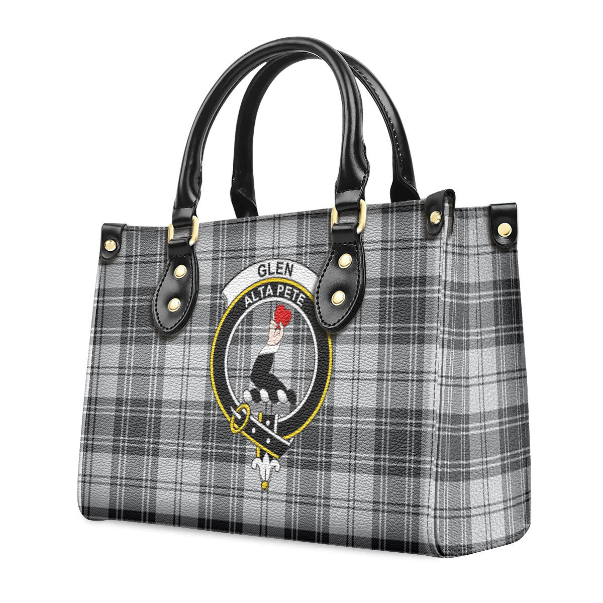 Glen Tartan Crest Leather Handbag