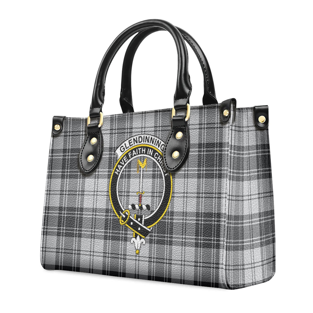 Glendinning Tartan Crest Leather Handbag