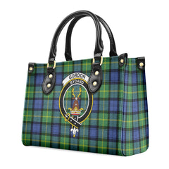 Gordon Old Ancient Tartan Crest Leather Handbag