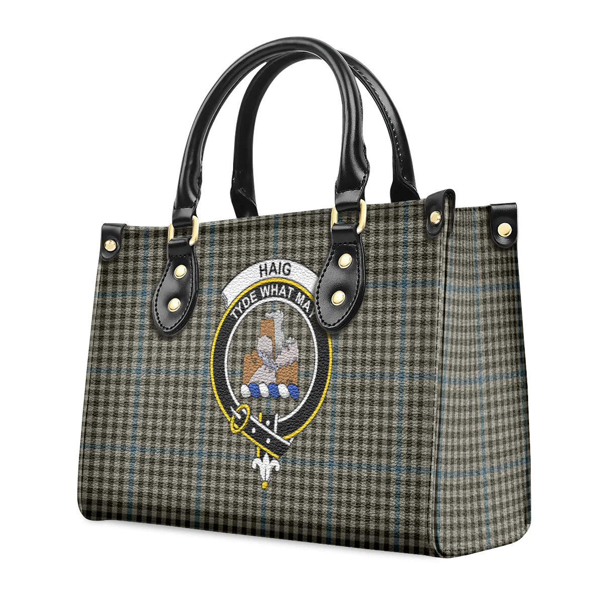 Haig Check Tartan Crest Leather Handbag