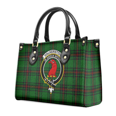 Halkerston Tartan Crest Leather Handbag