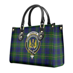 Johnston Modern Tartan Crest Leather Handbag