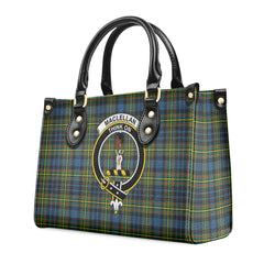 MacLellan Ancient Tartan Crest Leather Handbag