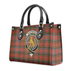 MacPherson Weathered Tartan Crest Leather Handbag