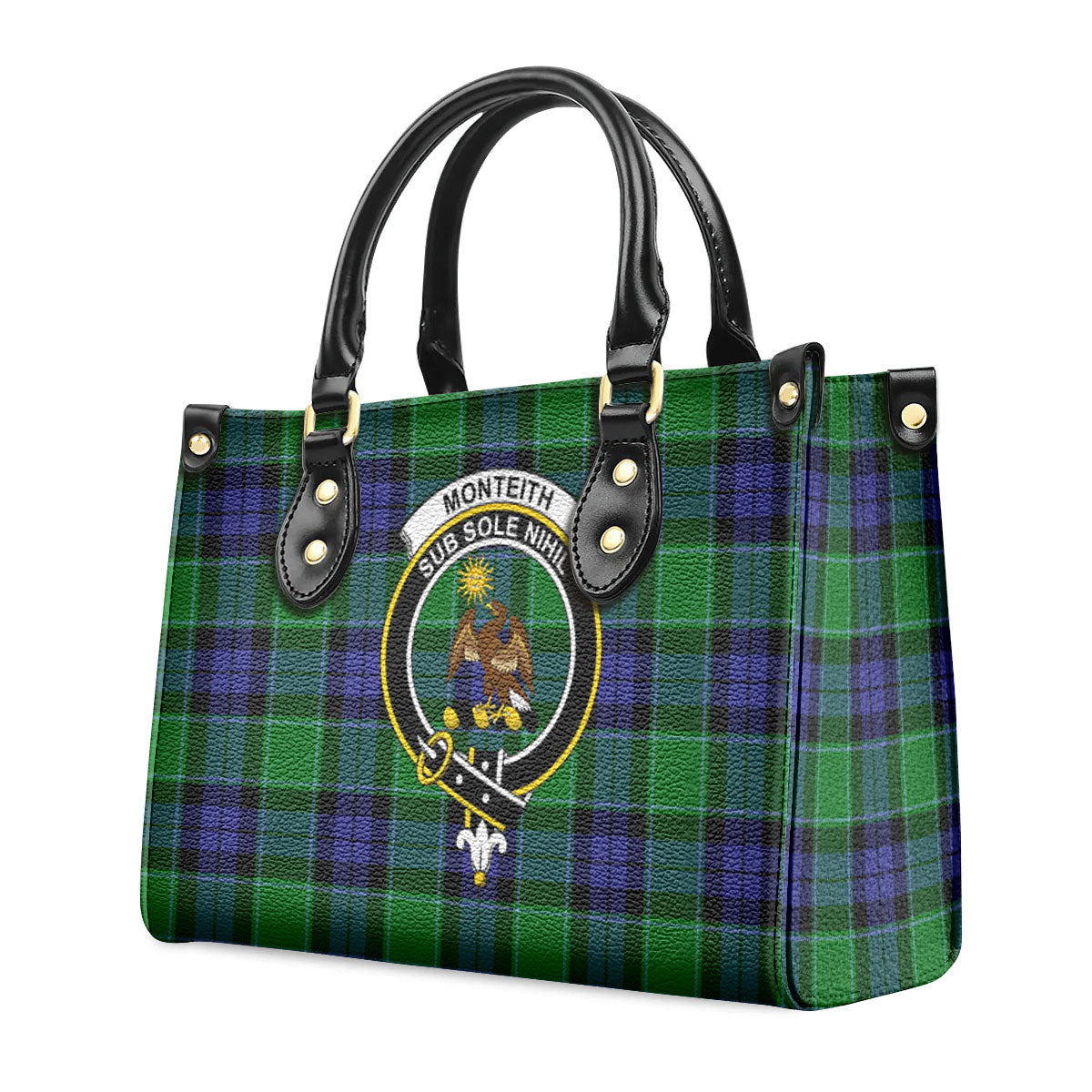 Monteith Tartan Crest Leather Handbag