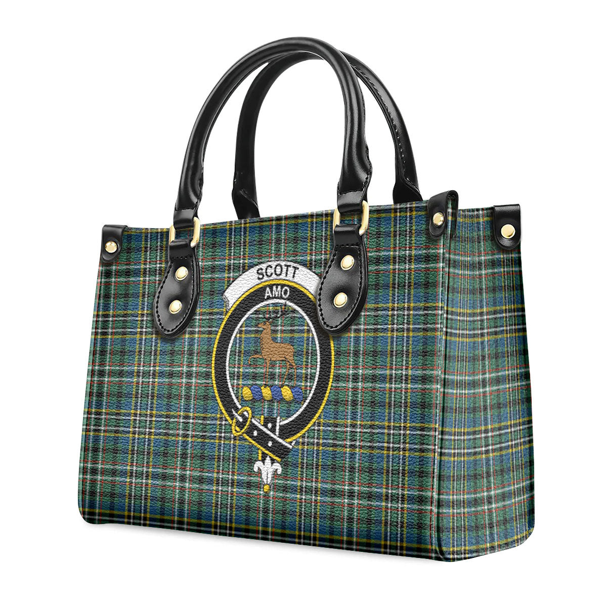 Scott Green Ancient Tartan Crest Leather Handbag