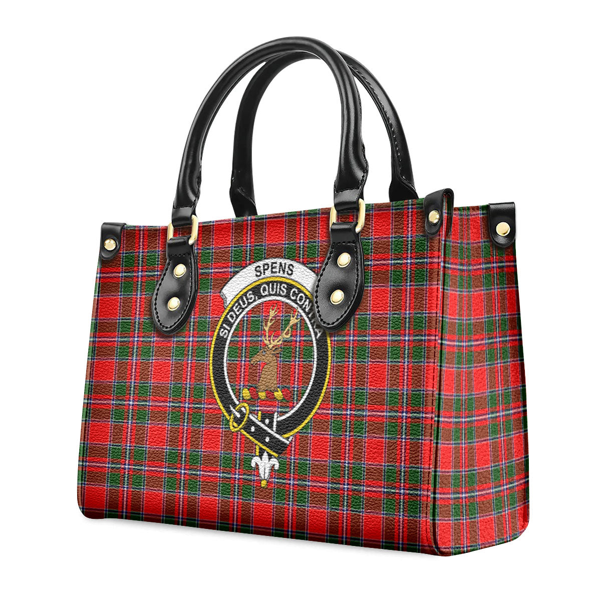 Spens (or Spence) Tartan Crest Leather Handbag