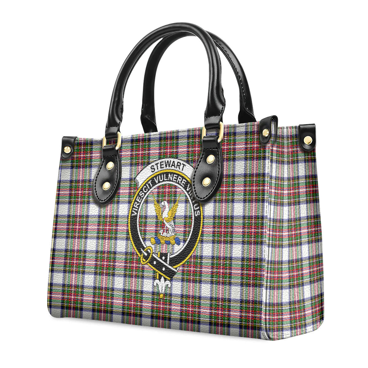 Stewart Dress Modern Tartan Crest Leather Handbag