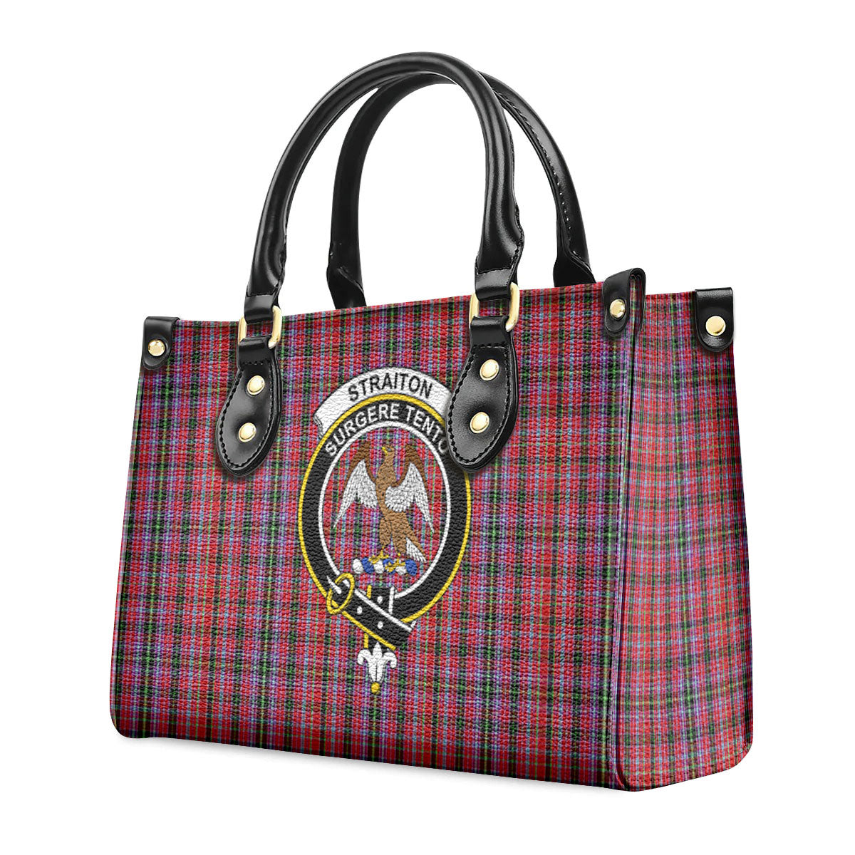 Straiton Tartan Crest Leather Handbag