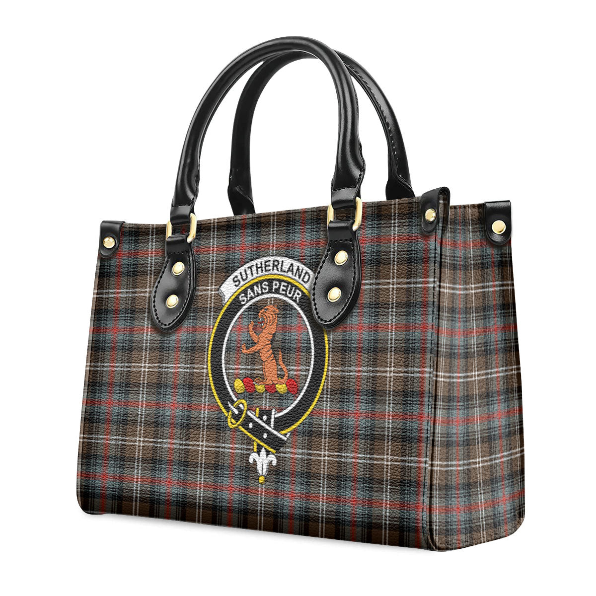 Sutherland Weathered Tartan Crest Leather Handbag