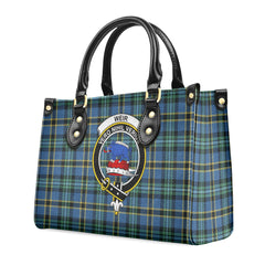 Weir Ancient Tartan Crest Leather Handbag