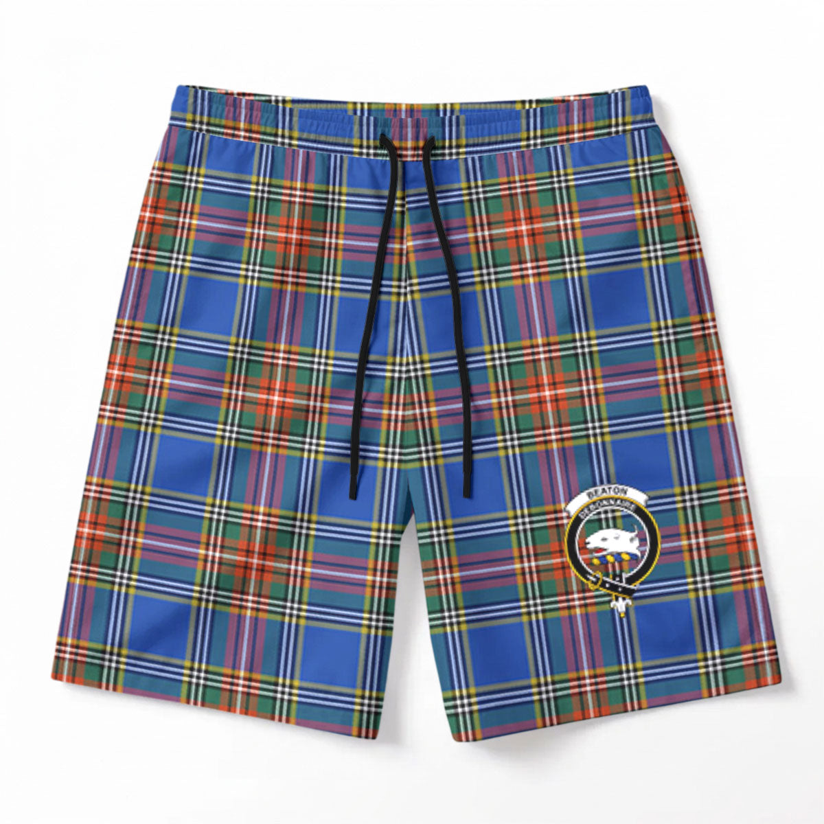 Beaton Ancient Tartan Crest Men's Beach Shorts