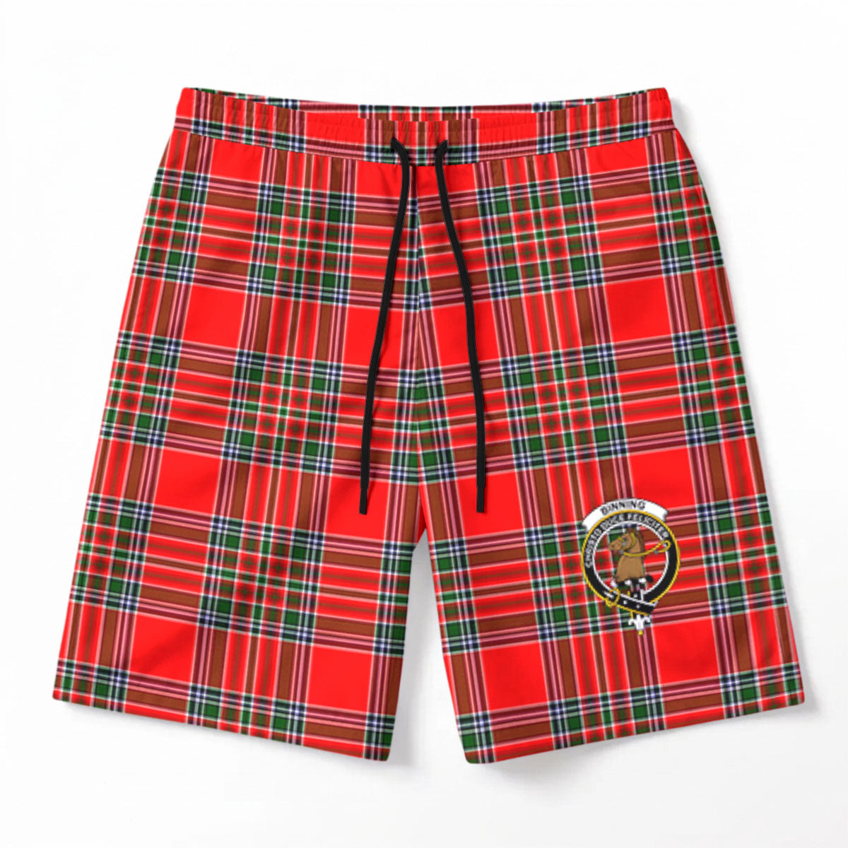 Binning (of Wallifoord) Tartan Crest Men's Beach Shorts