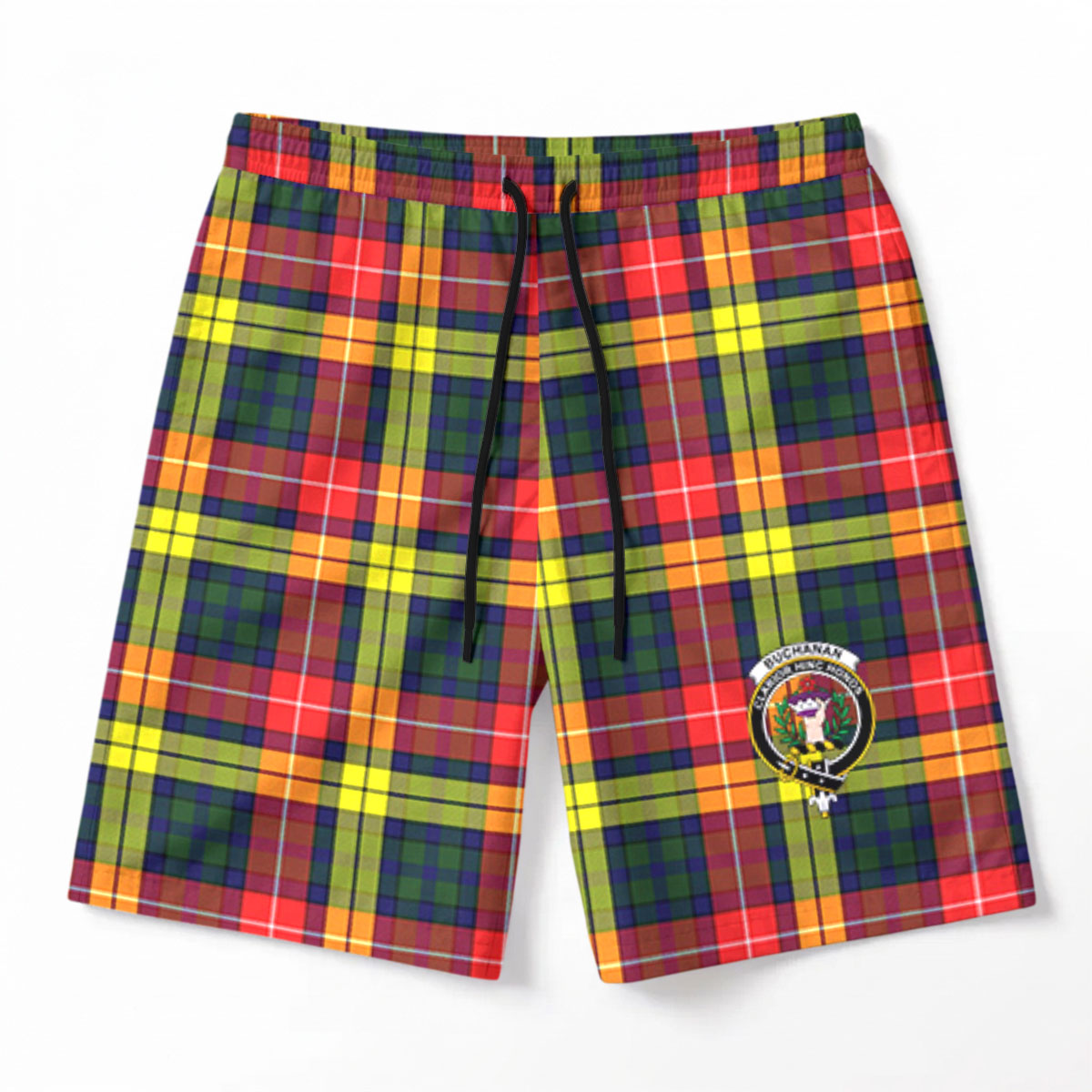 Buchanan Modern Tartan Crest Men's Beach Shorts