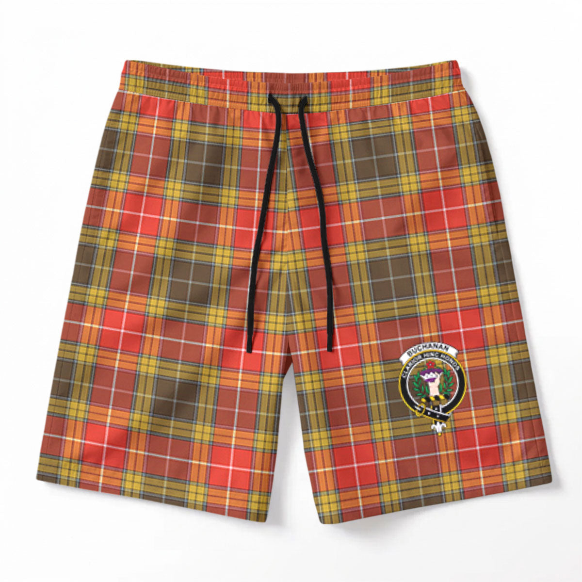 Buchanan Old Set Weathered Tartan Crest Men's Beach Shorts
