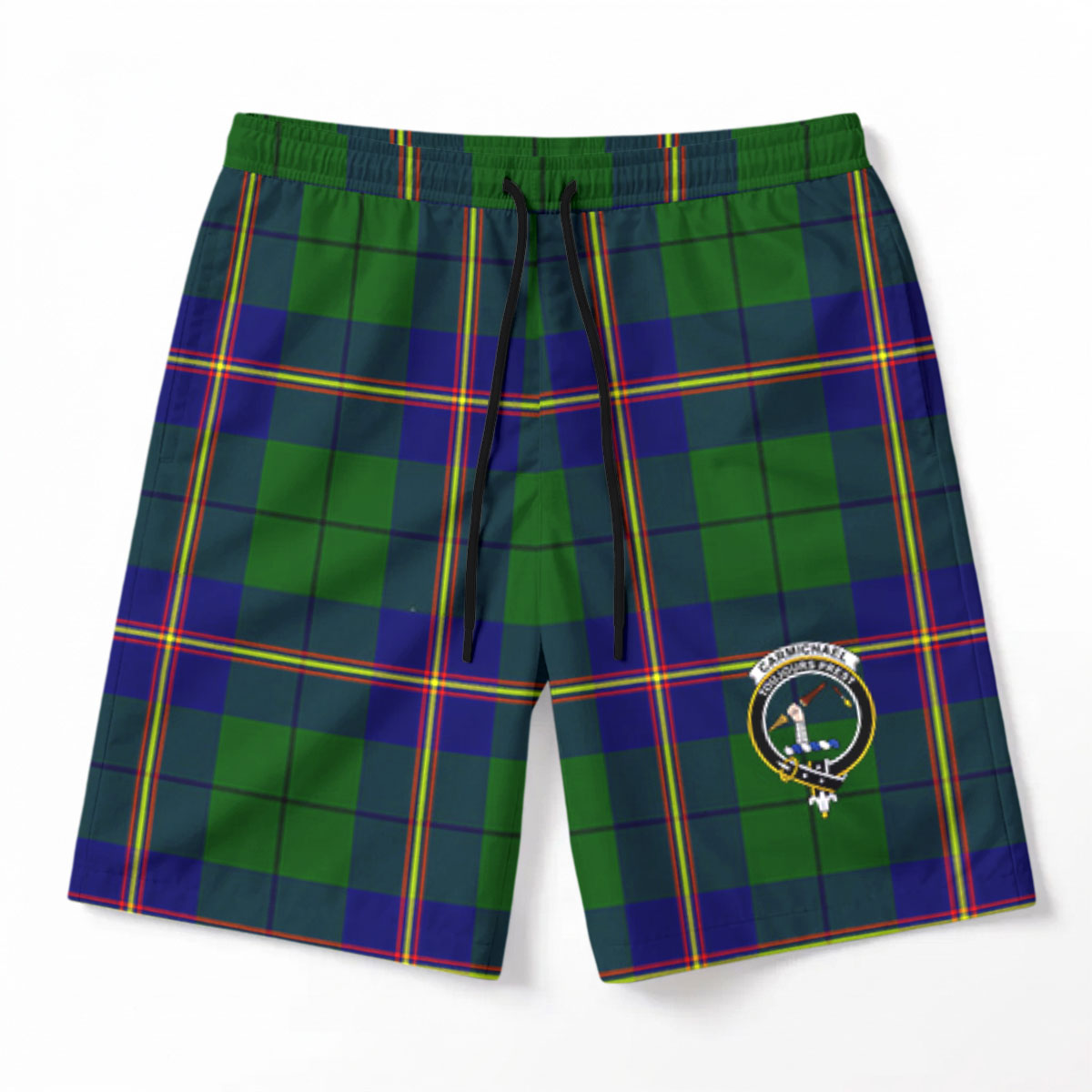 Carmichael Modern Tartan Crest Men's Beach Shorts