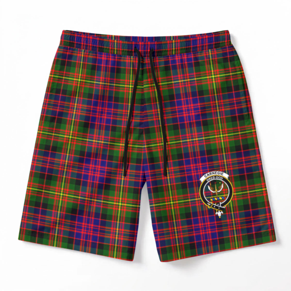 Carnegie Modern Tartan Crest Men's Beach Shorts