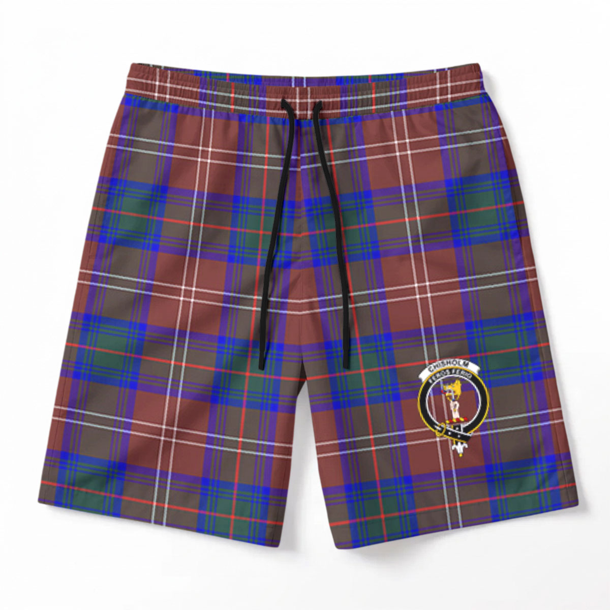 Chisholm Hunting Modern Tartan Crest Men's Beach Shorts