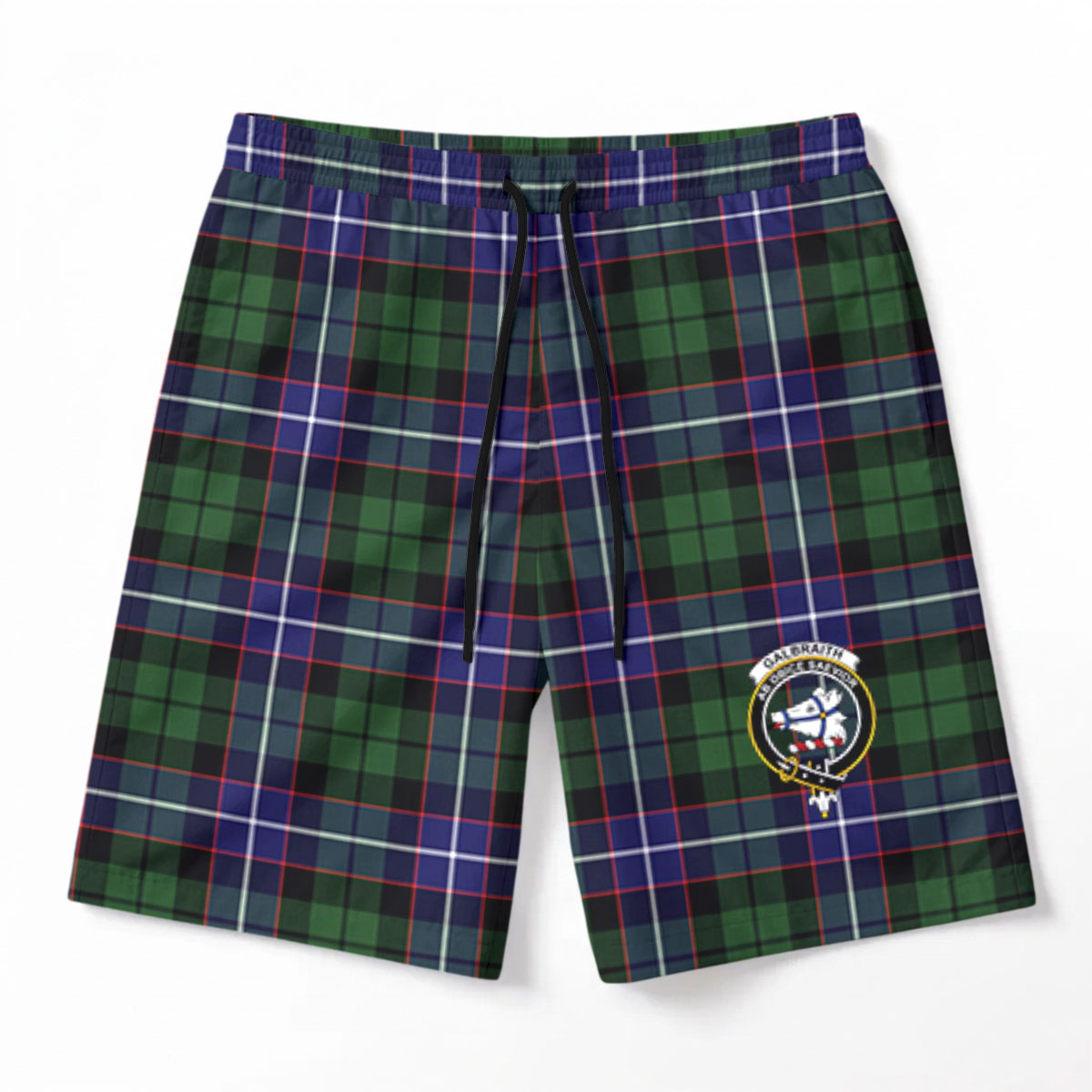 Galbraith Modern Tartan Crest Men's Beach Shorts
