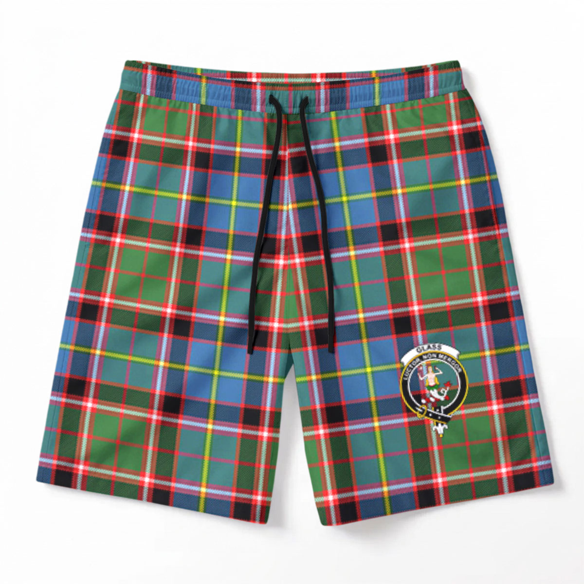 Glass Tartan Crest Men's Beach Shorts