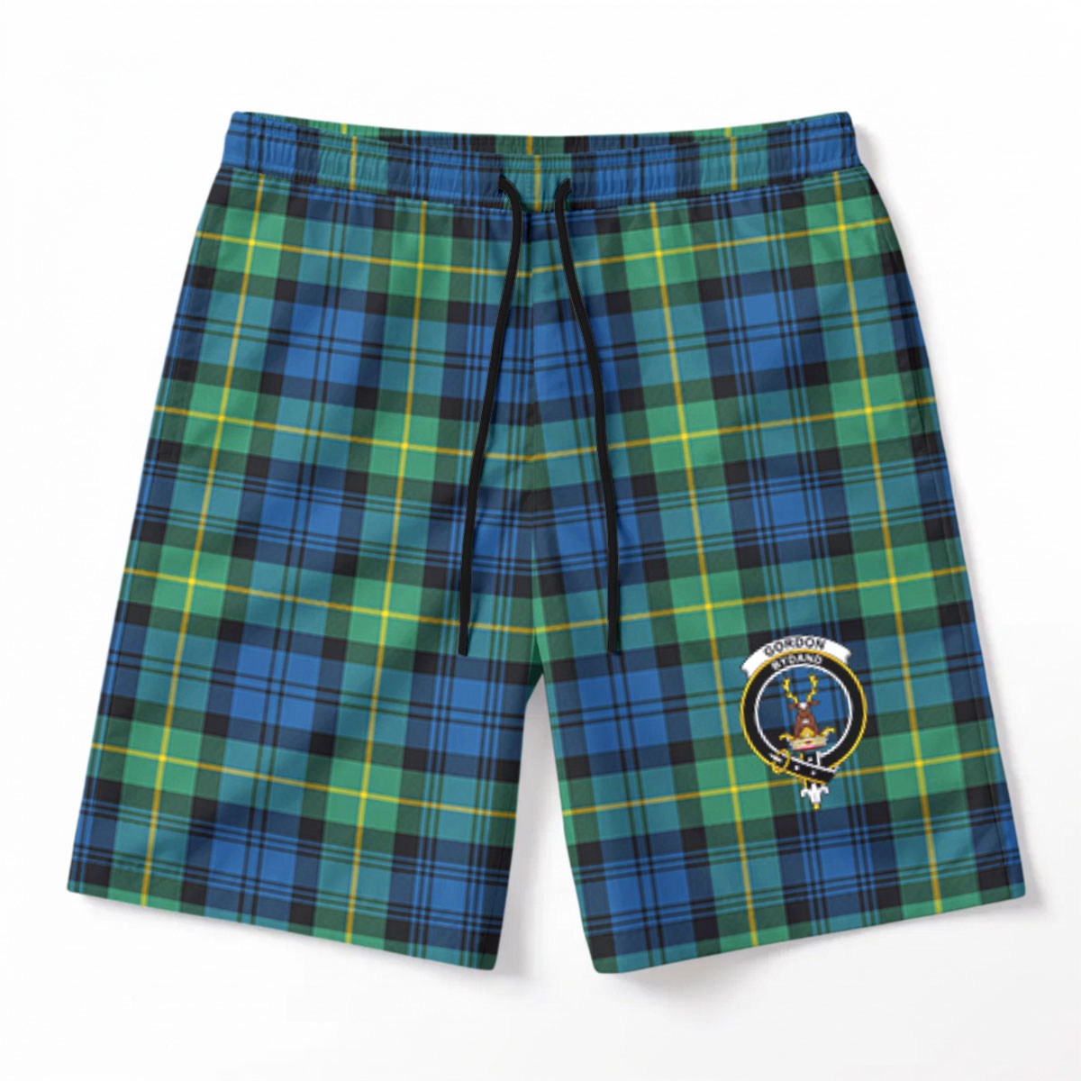 Gordon Ancient Tartan Crest Men's Beach Shorts