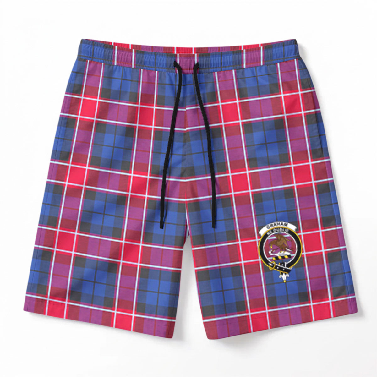 Graham of Menteith Red Tartan Crest Men's Beach Shorts
