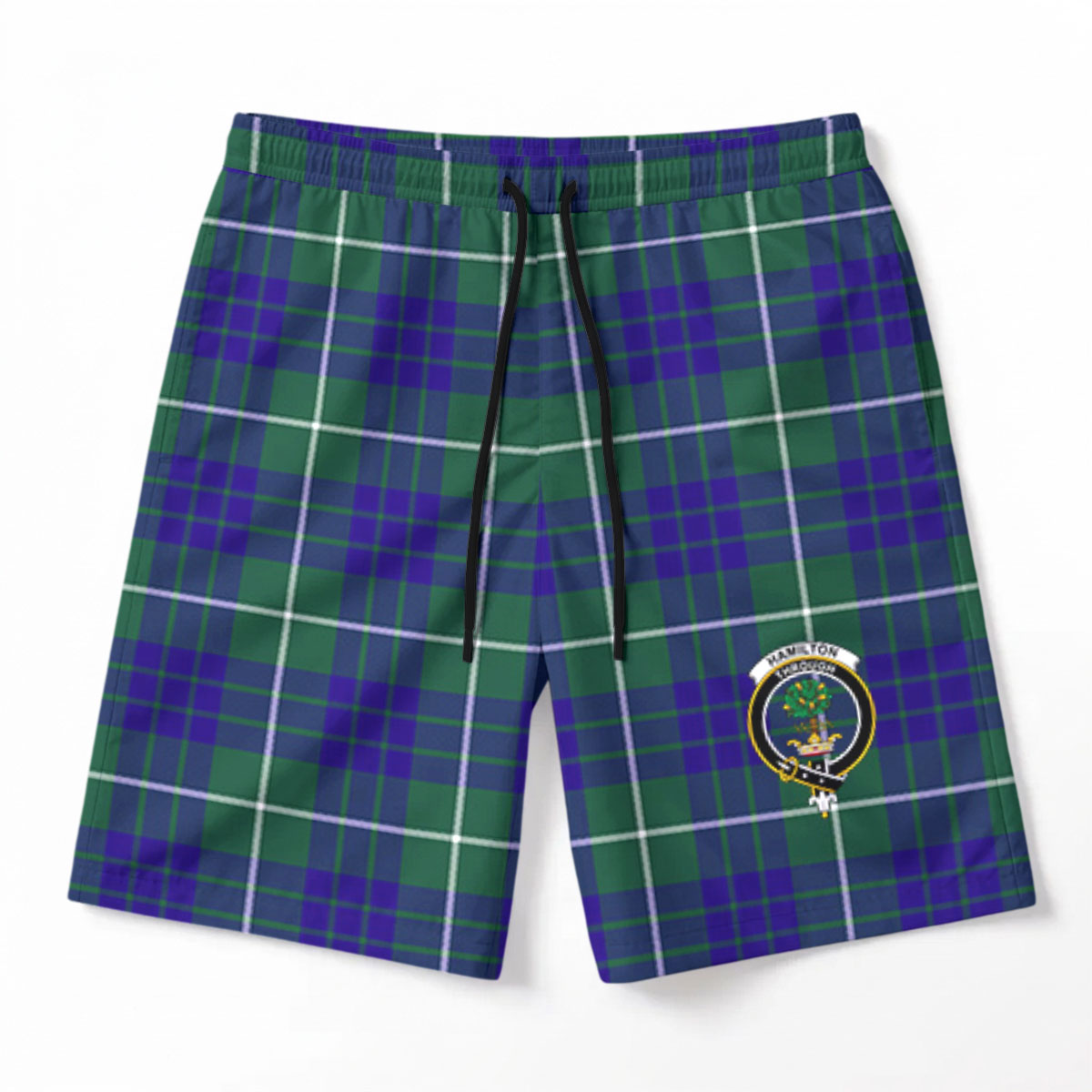 Hamilton Hunting Modern Tartan Crest Men's Beach Shorts