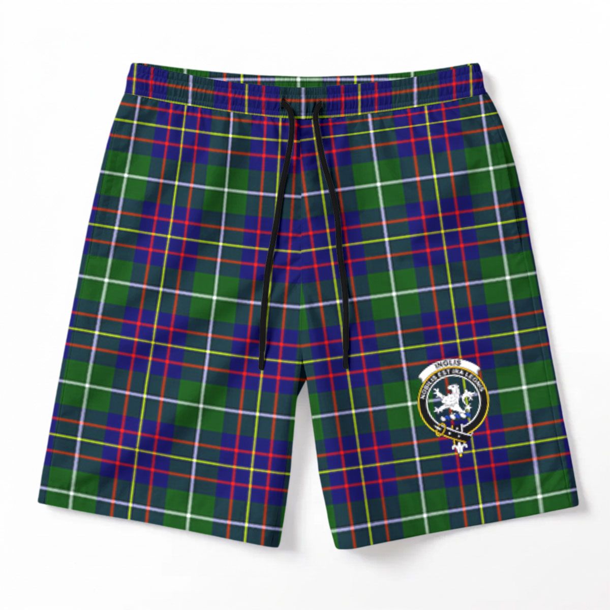 Inglis Modern Tartan Crest Men's Beach Shorts