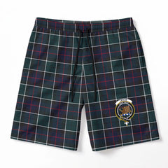 Leslie Hunting Modern Tartan Crest Men's Beach Shorts