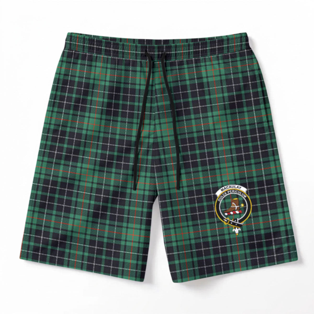 MacAulay Hunting Ancient Tartan Crest Men's Beach Shorts