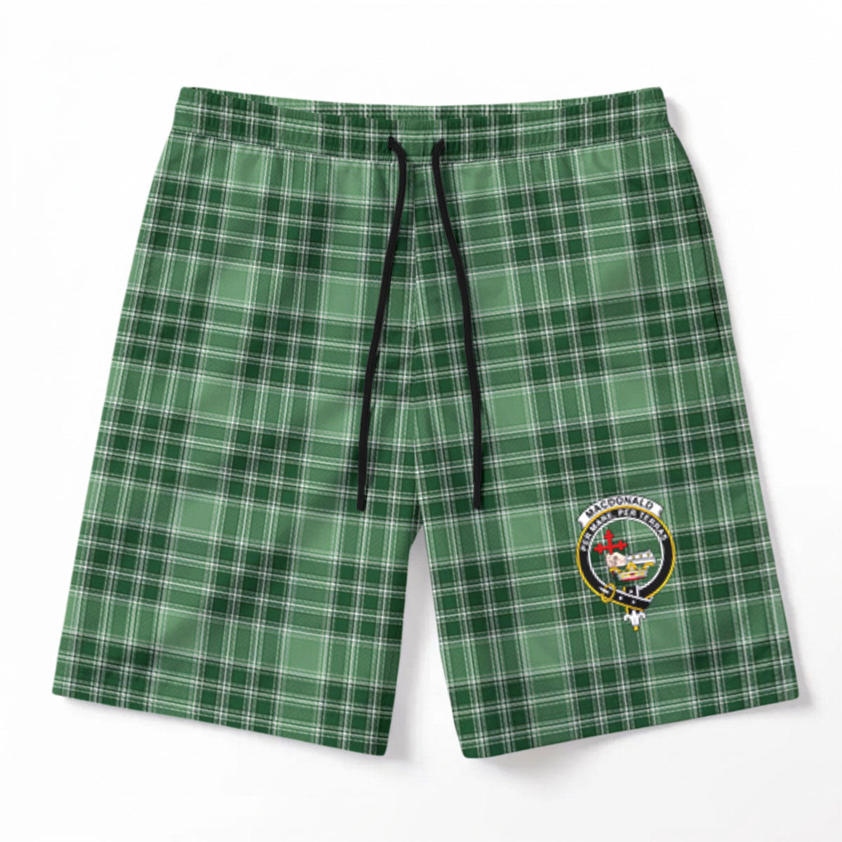 MacDonald Lord of the Isles Hunting Tartan Crest Men's Beach Shorts