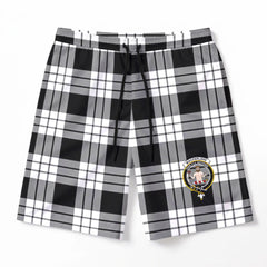 MacFarlane Black - White Tartan Crest Men's Beach Shorts