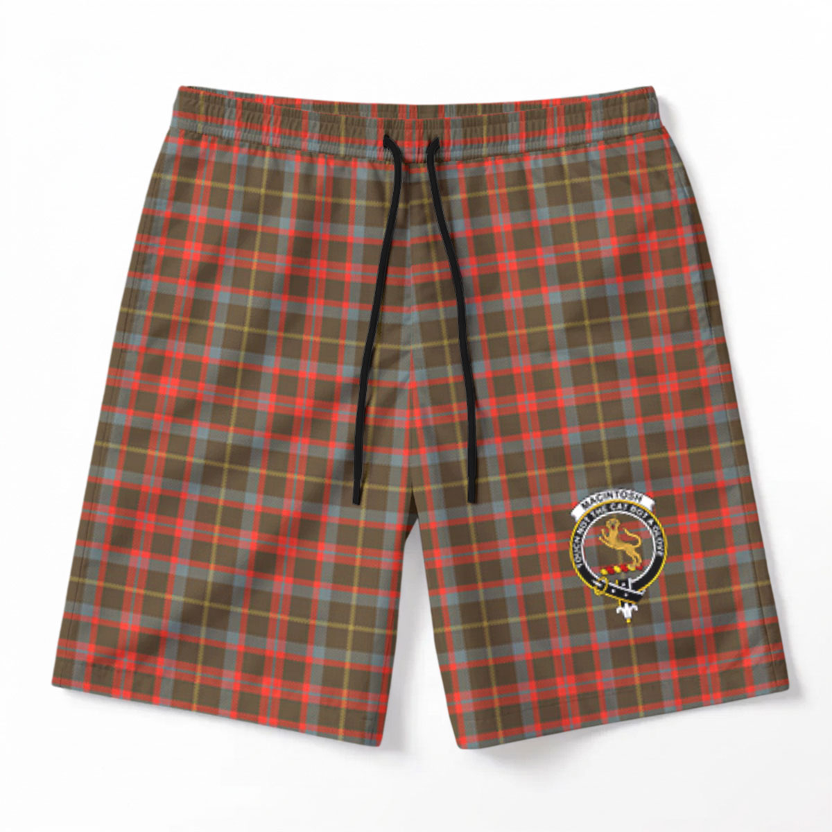 MacIntosh Hunting Weathered Tartan Crest Men's Beach Shorts