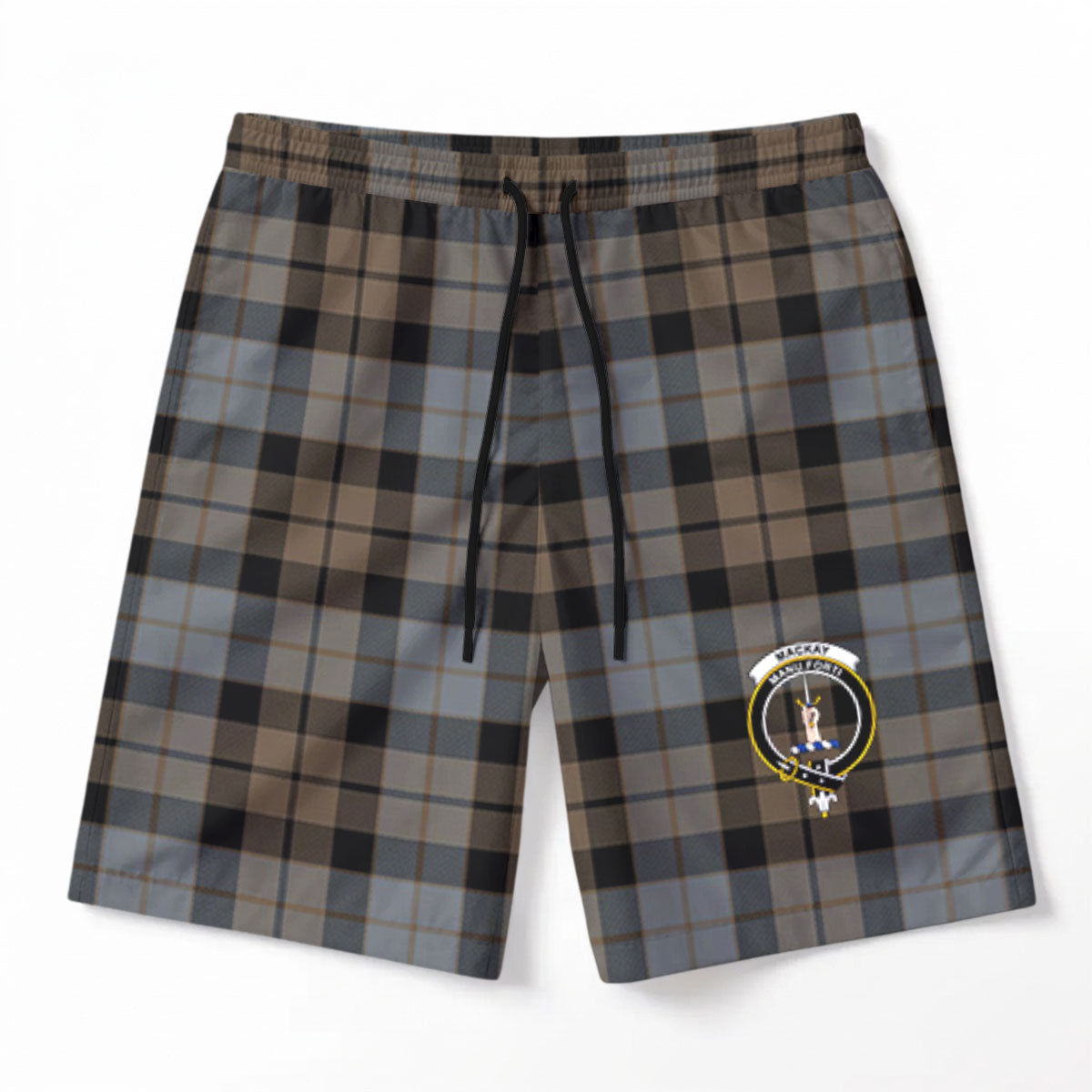 MacKay Weathered Tartan Crest Men's Beach Shorts