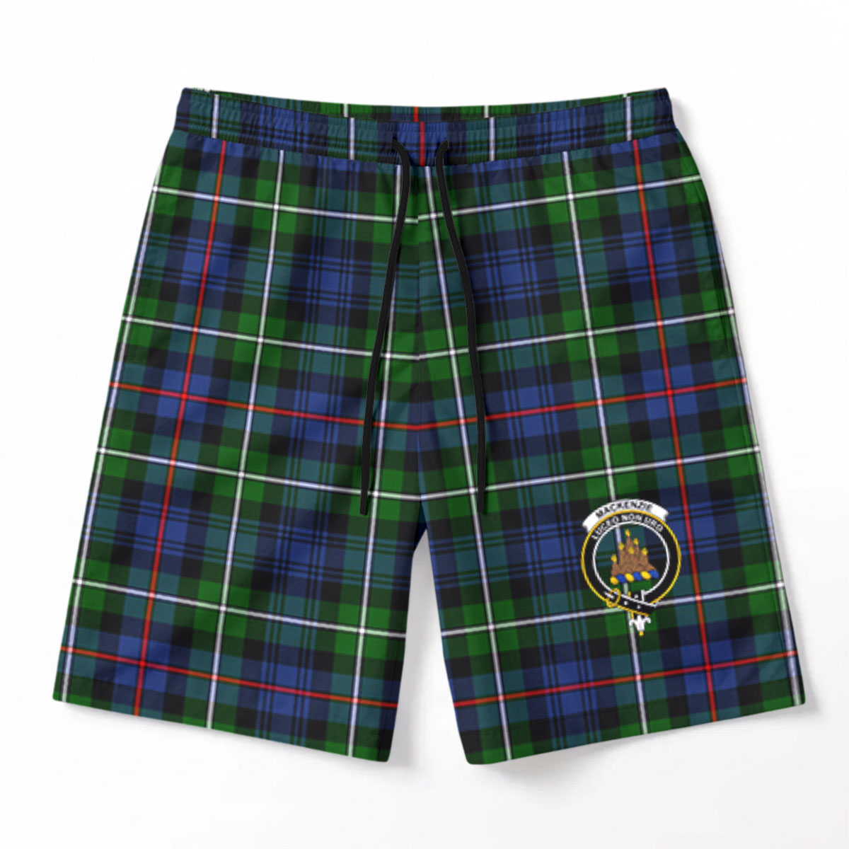 MacKenzie Modern Tartan Crest Men's Beach Shorts