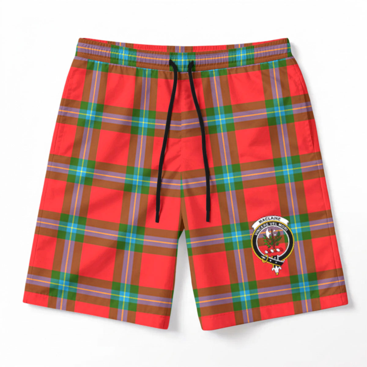MacLaine of Loch Buie Tartan Crest Men's Beach Shorts