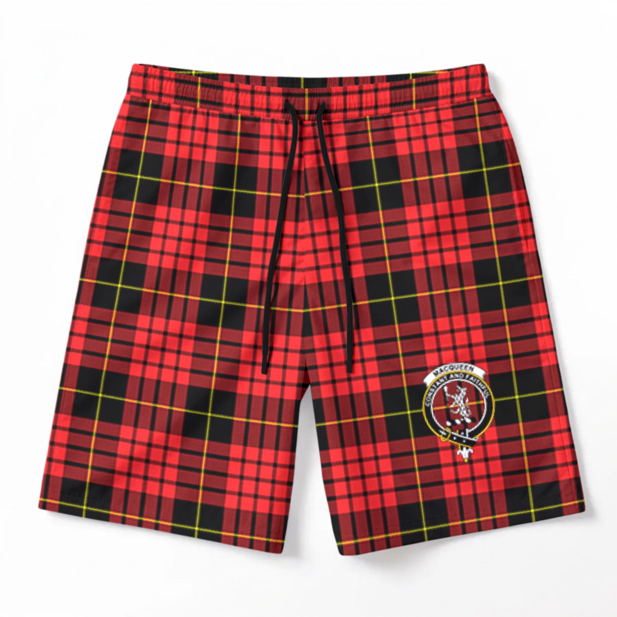 MacQueen Modern Tartan Crest Men's Beach Shorts