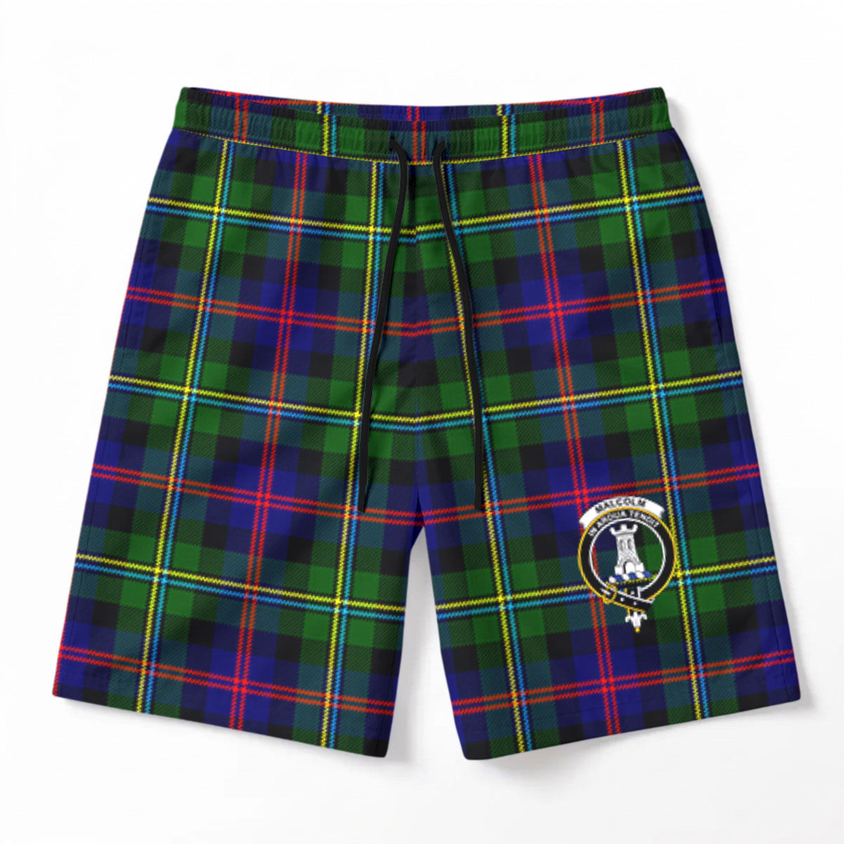 Malcolm (or MacCallum) Tartan Crest Men's Beach Shorts