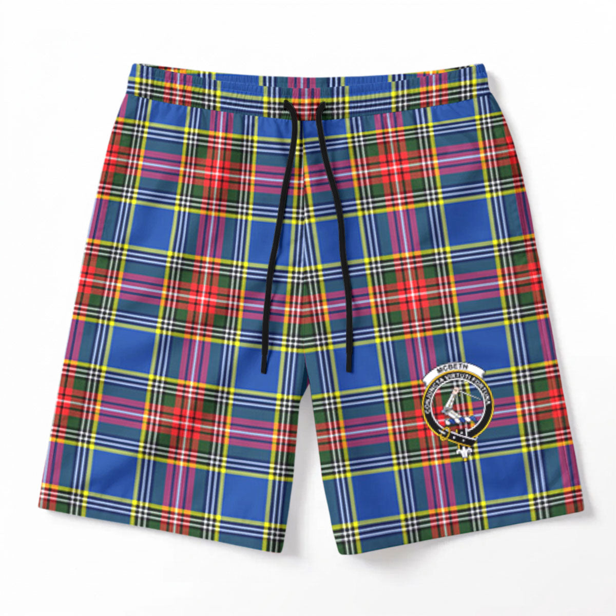 McBeth Modern Tartan Crest Men's Beach Shorts