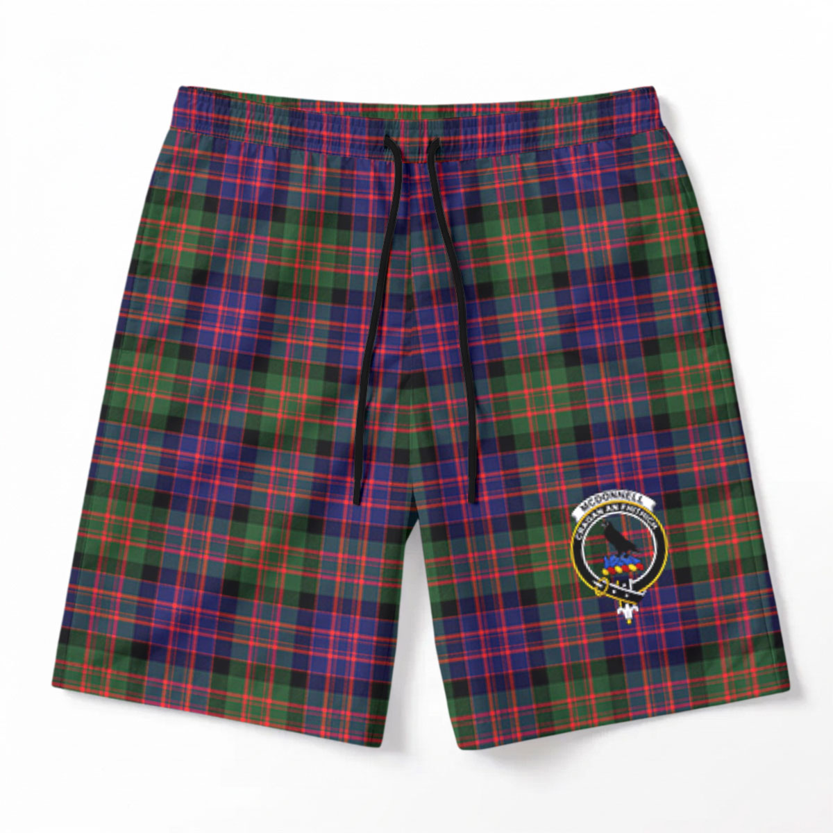 McDonnell of Glengarry Modern Tartan Crest Men's Beach Shorts