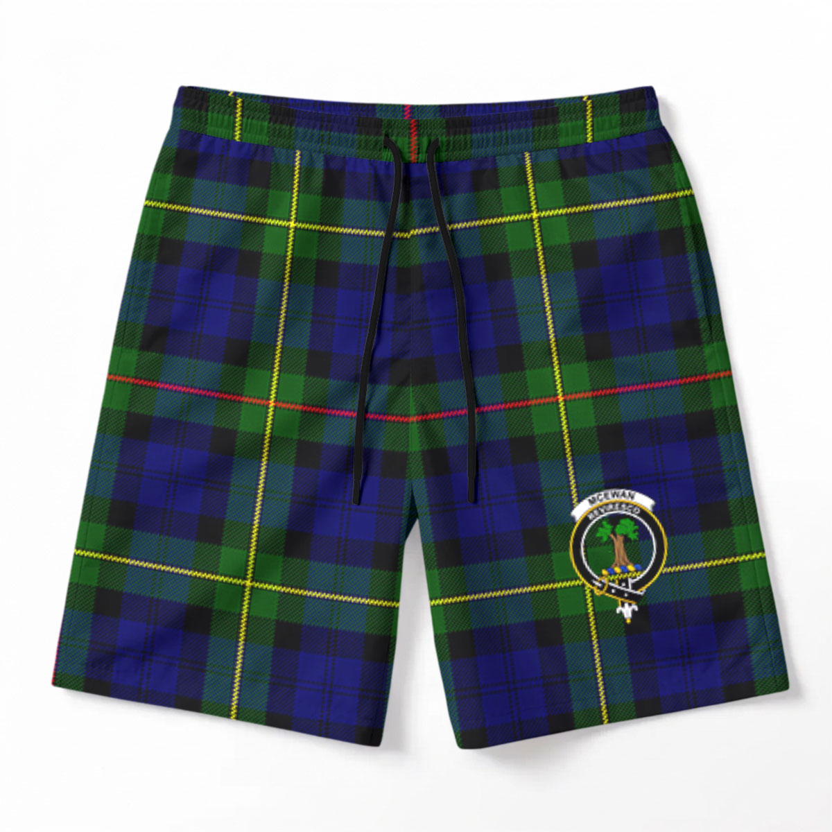 McEwan Modern Tartan Crest Men's Beach Shorts
