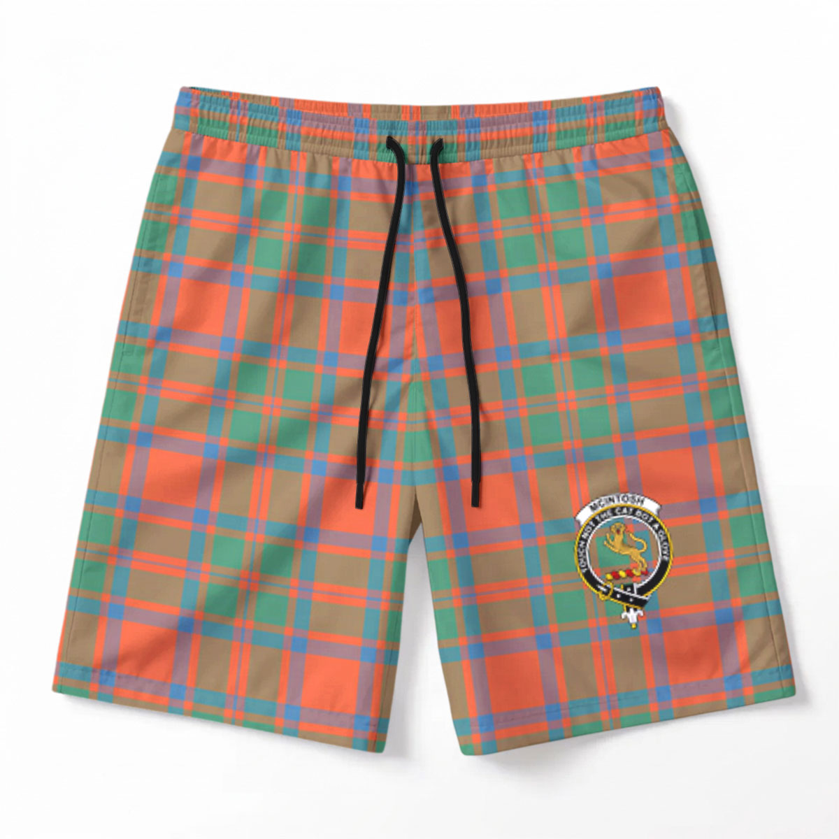 McIntosh Ancient Tartan Crest Men's Beach Shorts