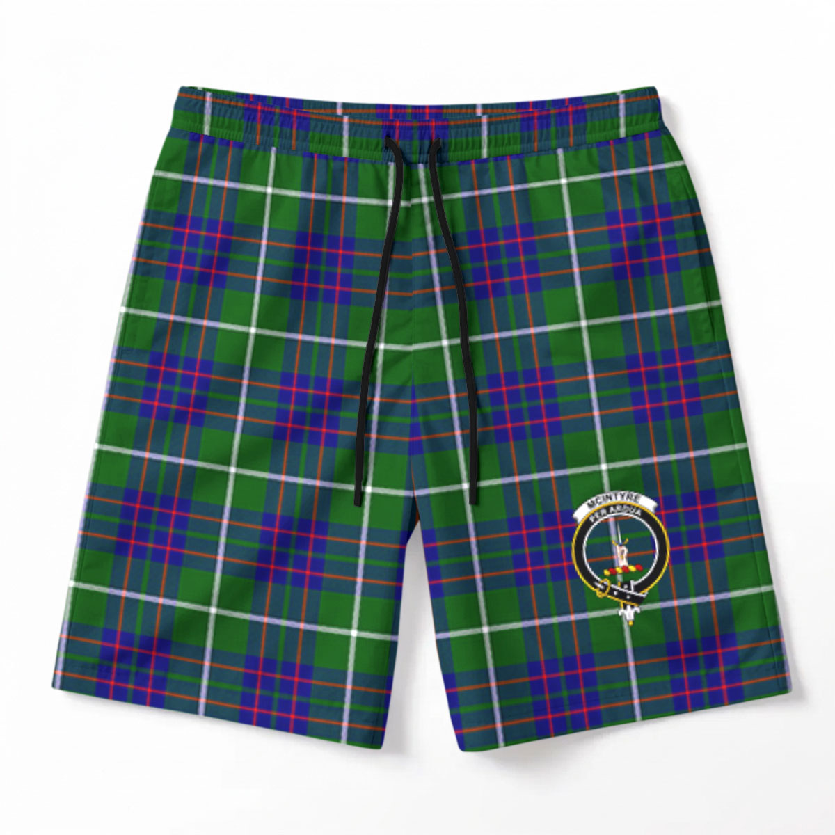 McIntyre Hunting Modern Tartan Crest Men's Beach Shorts