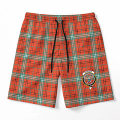 Morrison Red Ancient Tartan Crest Men's Beach Shorts