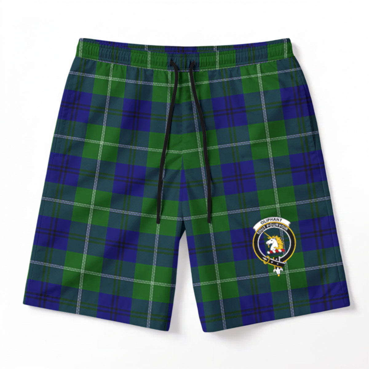 Oliphant Modern Tartan Crest Men's Beach Shorts