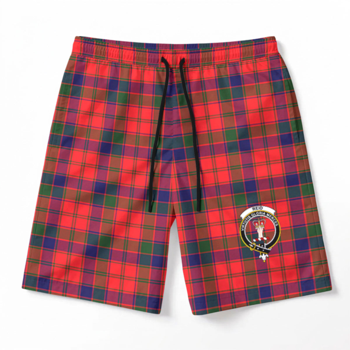 Reid Modern Tartan Crest Men's Beach Shorts