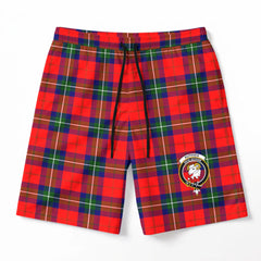Ruthven Modern Tartan Crest Men's Beach Shorts