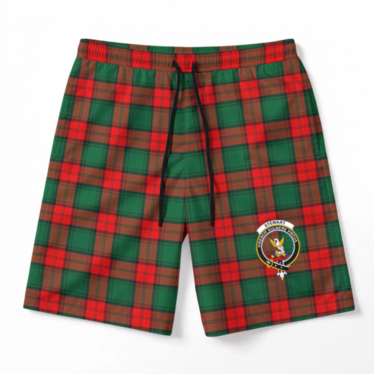 Stewart Atholl Modern Tartan Crest Men's Beach Shorts