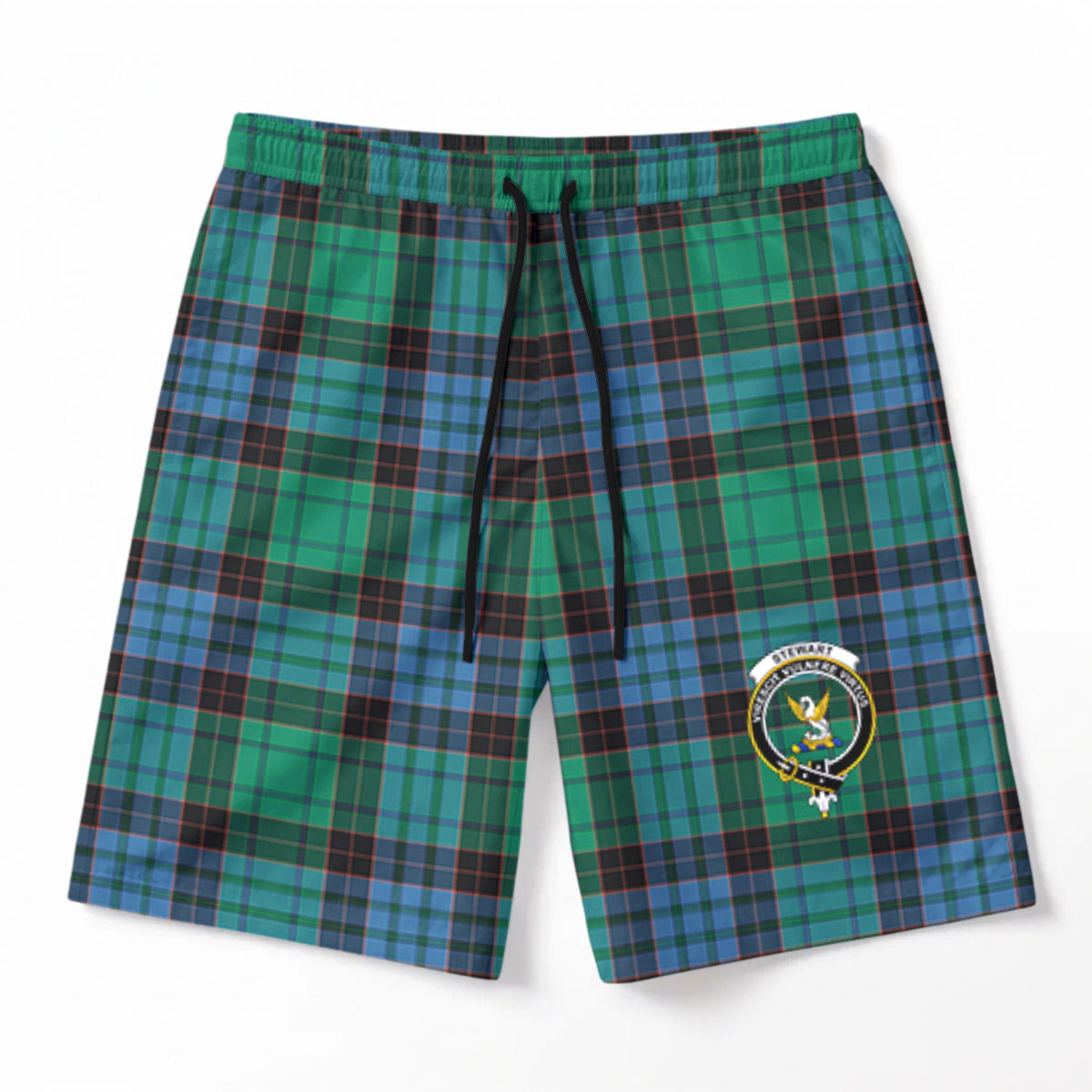Stewart Old Ancient Tartan Crest Men's Beach Shorts