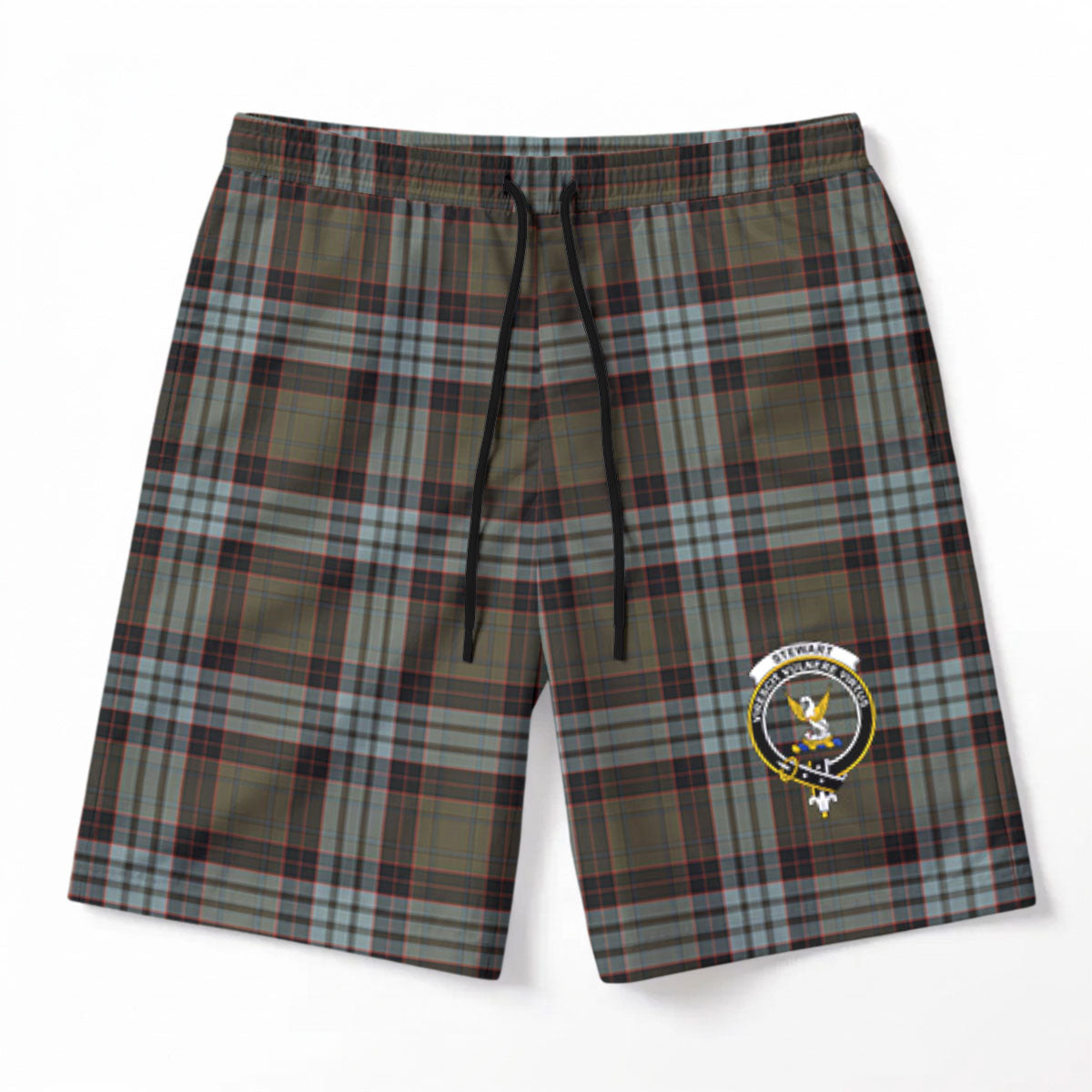 Stewart Old Weathered Tartan Crest Men's Beach Shorts